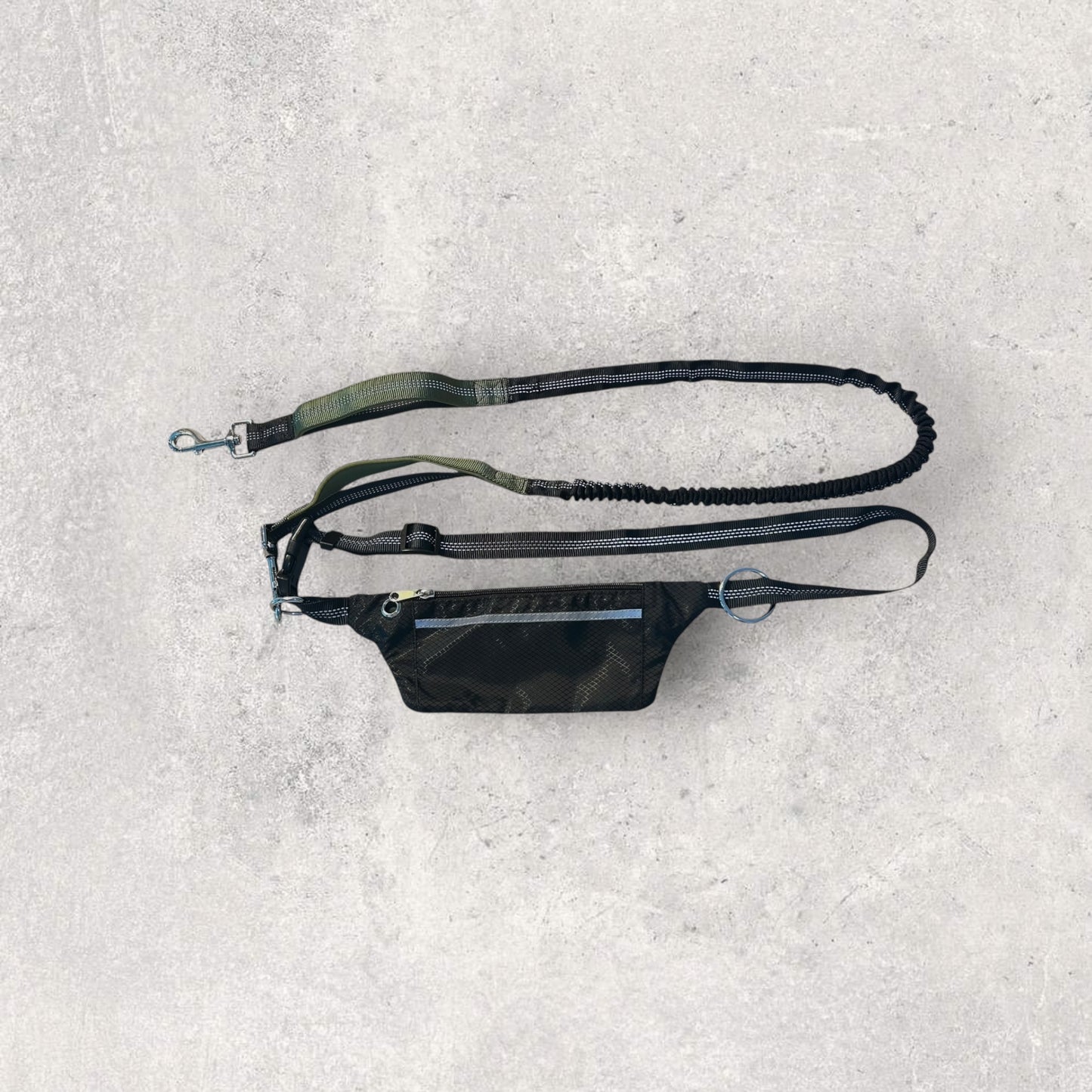 Hands free running leash with pouch