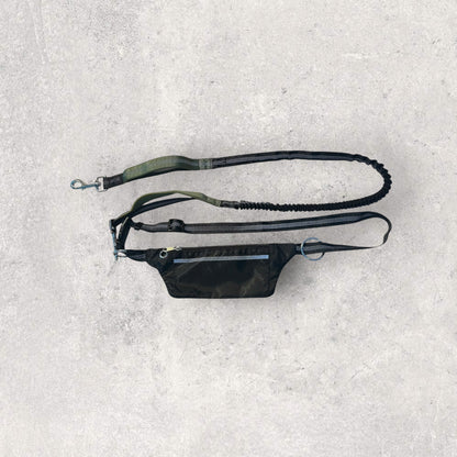 Hands free running leash with pouch