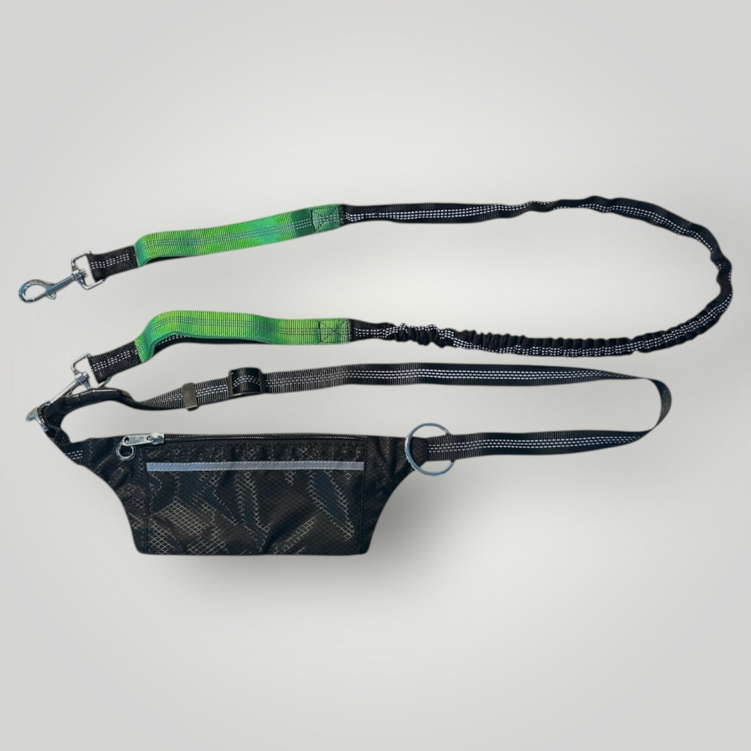 Hands free running leash with pouch