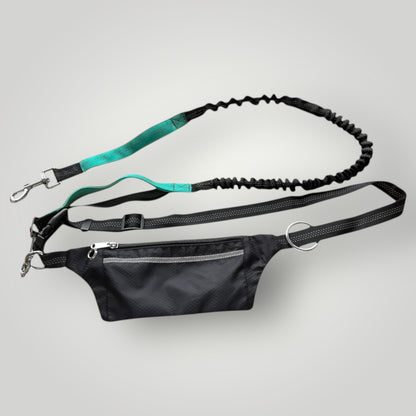 Hands free running leash with pouch