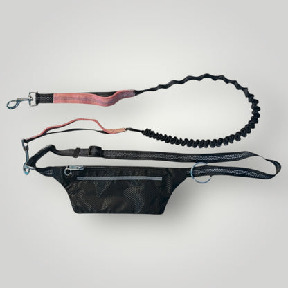 Hands free running leash with pouch