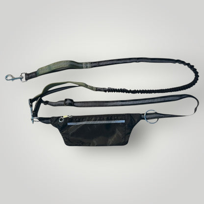 Hands free running leash with pouch