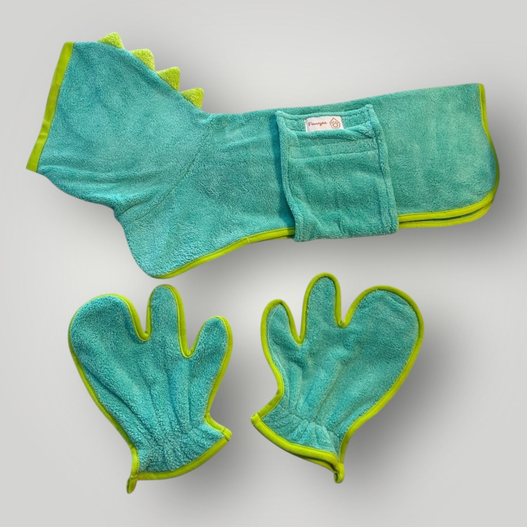 Dino Soft Bathrobes and Mittens