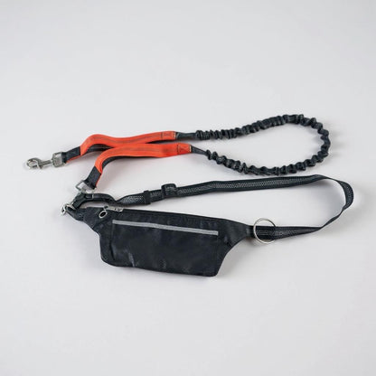 Hands free running leash with pouch
